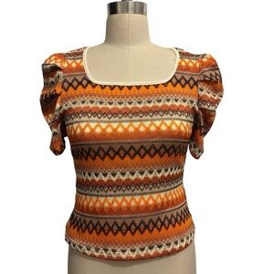 Emery Rose terracotta, orange brown striped slim fit Shirt Women’s size XL NWT